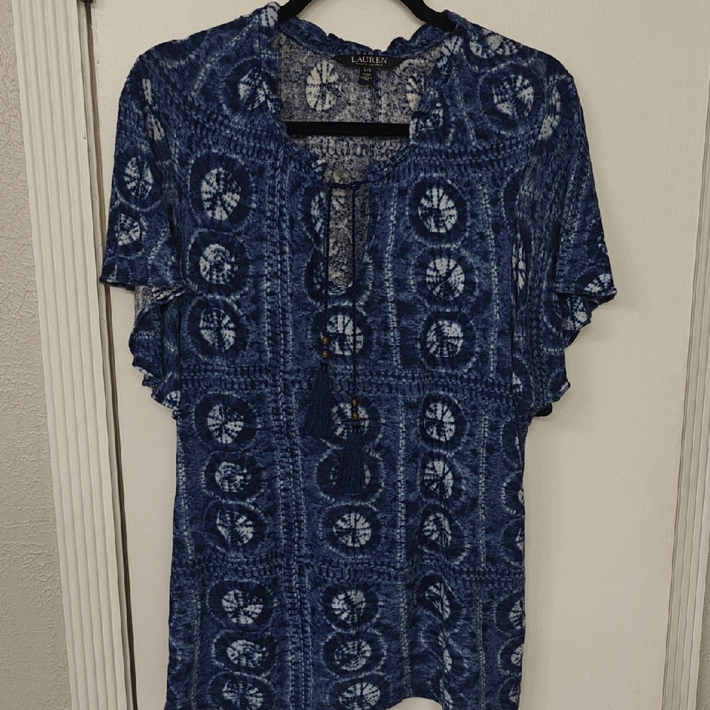 Ralph Lauren Navy Tie-Dye Blouse